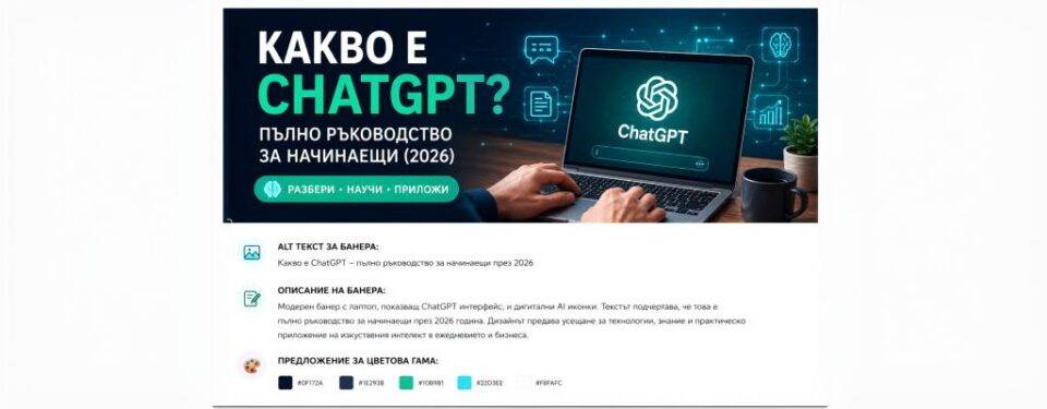 Какво е ChatGPT – пълно ръководство за начинаещи и бизнес потребители през 2026 година
